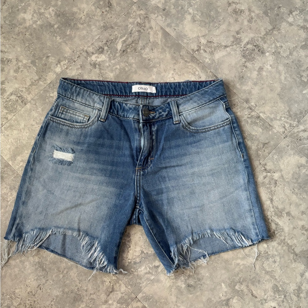 Cello Light Blue Distressed Jean Shorts